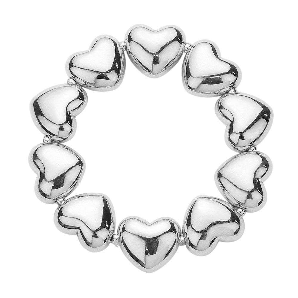 Metal Heart Beaded Stretch Bracelet - Madeline Love - Flyclothing LLC