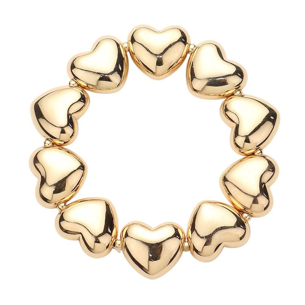 Metal Heart Beaded Stretch Bracelet - Madeline Love - Flyclothing LLC