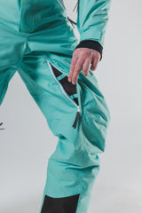 The Midday Aprés | Teal and Orange Retro Stripe One Piece Ski Suit - Shinesty