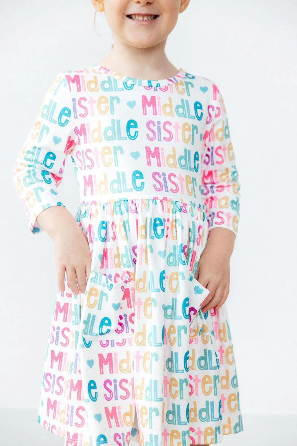 Middle Sister 3/4 Sleeve Pocket Twirl Dress - Mila & Rose ® - Flyclothing LLC