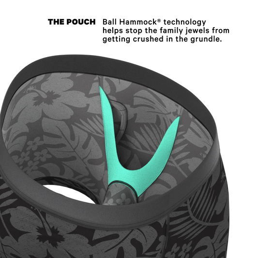 The Midnight Flora | Black Tonal Tropical Ball Hammock® Pouch Underwear With Fly - Shinesty - Flyclothing LLC