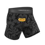 The Midnight Flora | Black Tonal Tropical Ball Hammock® Pouch Underwear With Fly - Shinesty - Flyclothing LLC