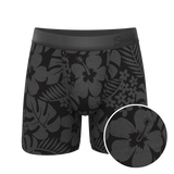 The Midnight Flora | Black Tonal Tropical Ball Hammock® Pouch Underwear With Fly - Shinesty - Flyclothing LLC