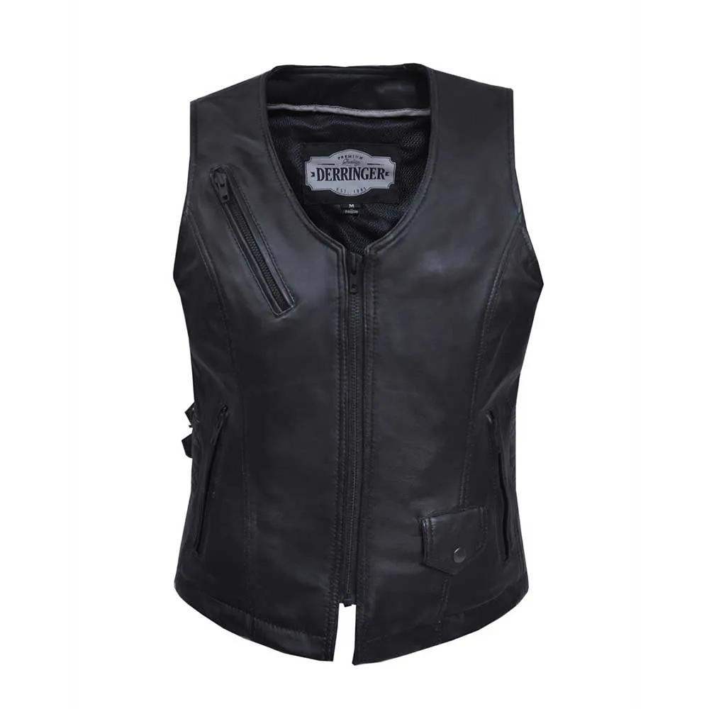 Midnight Cowgirl - Women's Lambskin Leather Motorcycle Vest - Unik Just for Bikers - Flyclothing LLC