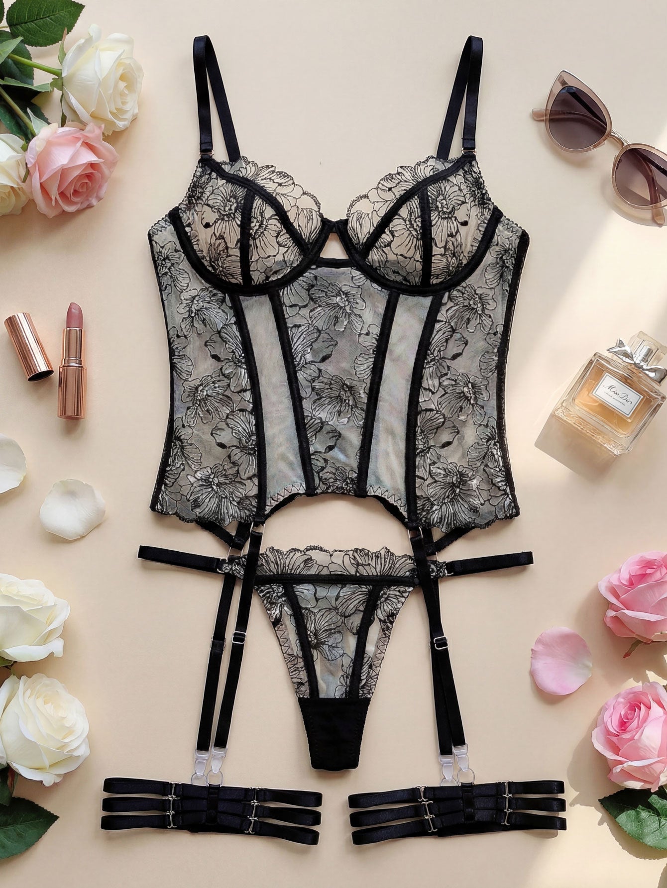 Midnight Enchanté 3 Piece Corset Set
