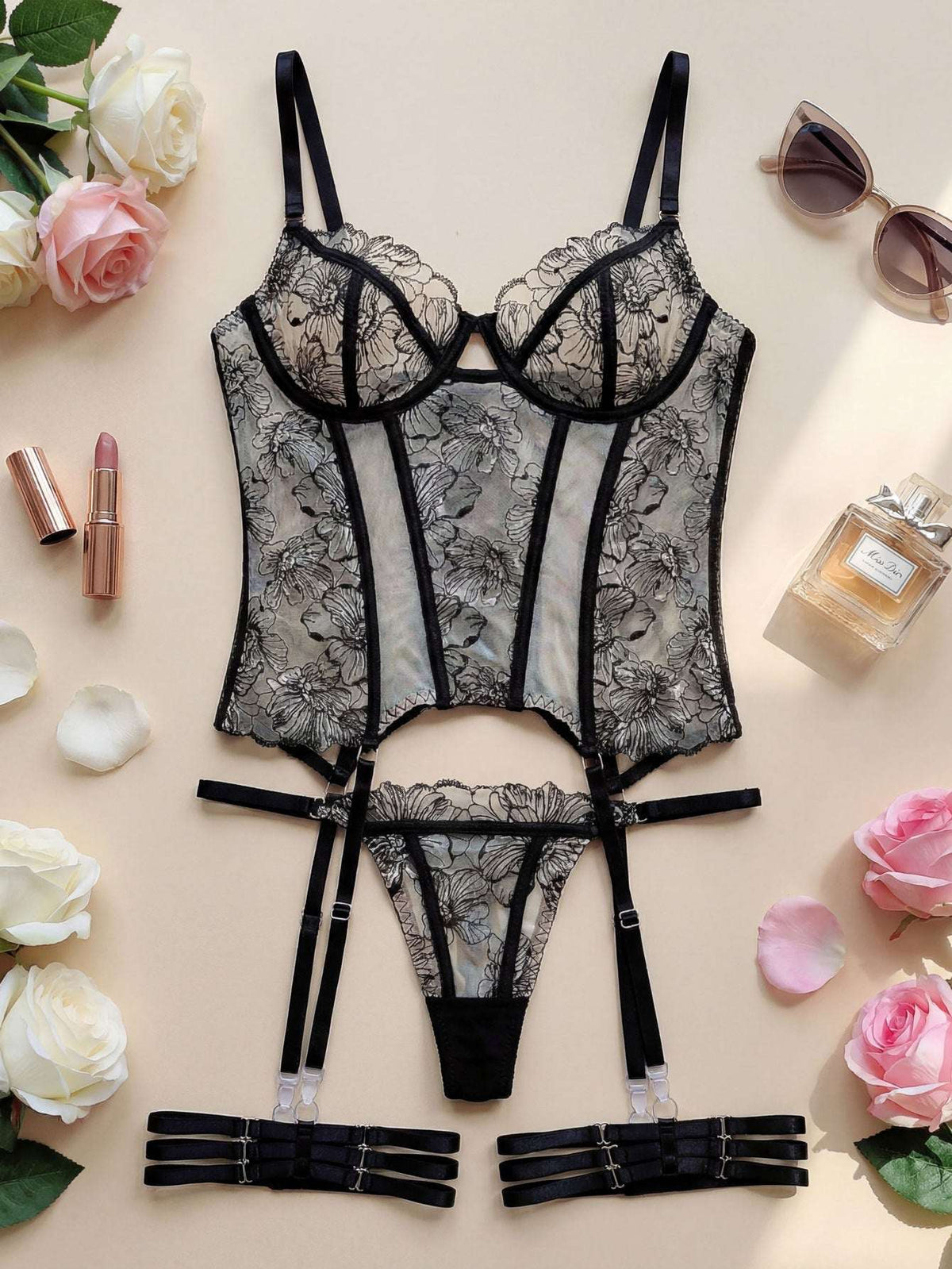 Midnight Enchanté 3 Piece Corset Set