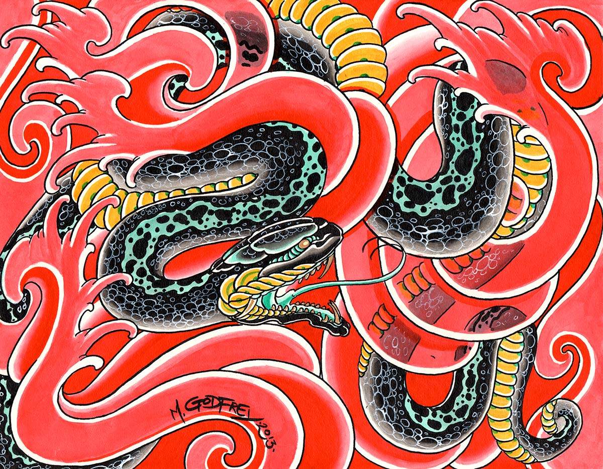 Black Market Art Company Water Serpent Print - Black Market Art Company - Flyclothing LLC