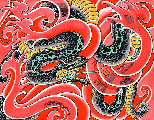 Black Market Art Company Water Serpent Print - Black Market Art Company - Flyclothing LLC