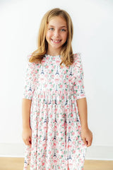 Mila in Paris 3/4 Sleeve Ruffle Twirl Dress - Mila & Rose ® - Flyclothing LLC