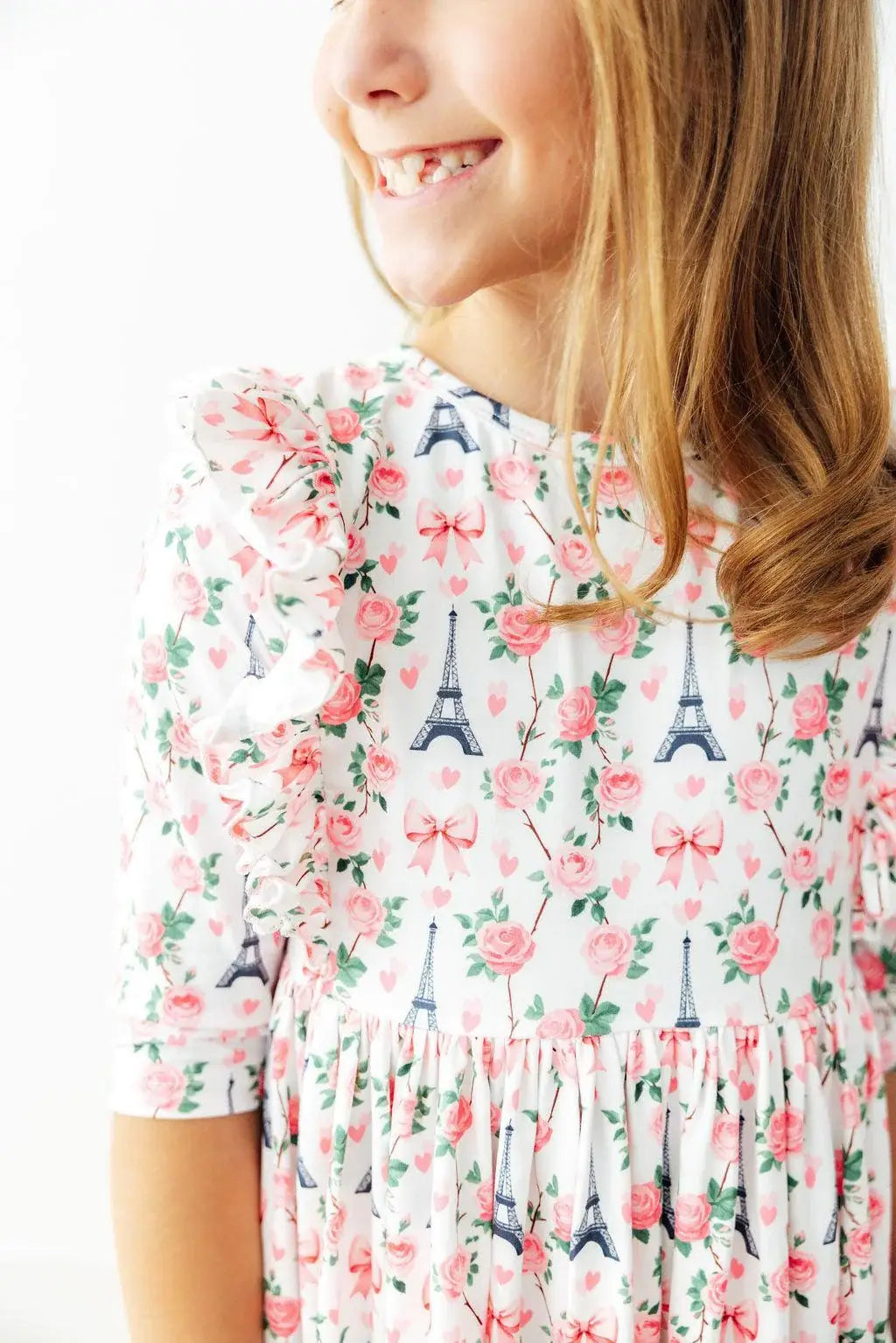 Mila in Paris 3/4 Sleeve Ruffle Twirl Dress - Mila & Rose ® - Flyclothing LLC