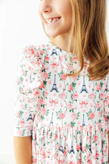 Mila in Paris 3/4 Sleeve Ruffle Twirl Dress - Mila & Rose ® - Flyclothing LLC