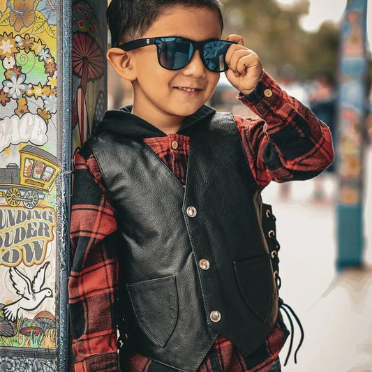 Toddlers Motorcycle Biker Leather Vest – Little Riders - Unik Just for Bikers - Flyclothing LLC