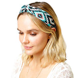 Aztec Patterned Twisted Headband - Madeline Love - Flyclothing LLC
