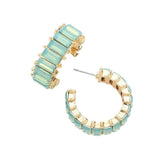 Baguette Stone Cluster Hoop Evening Earrings - Madeline Love - Flyclothing LLC