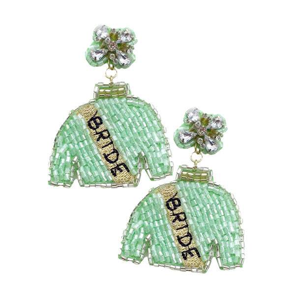 Bride Felt Back Beaded Suit Dangle Earrings - Madeline Love - Flyclothing LLC