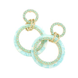 Celluloid Acetate Rhinestone Embellished Open Circle Link Dangle Earrings - Madeline Love - Flyclothing LLC