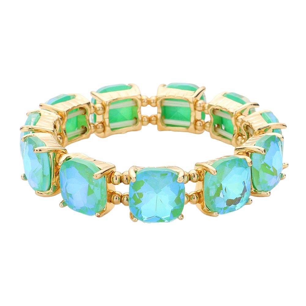 Cushion Square Stone Stretch Evening Bracelet - Madeline Love - Flyclothing LLC