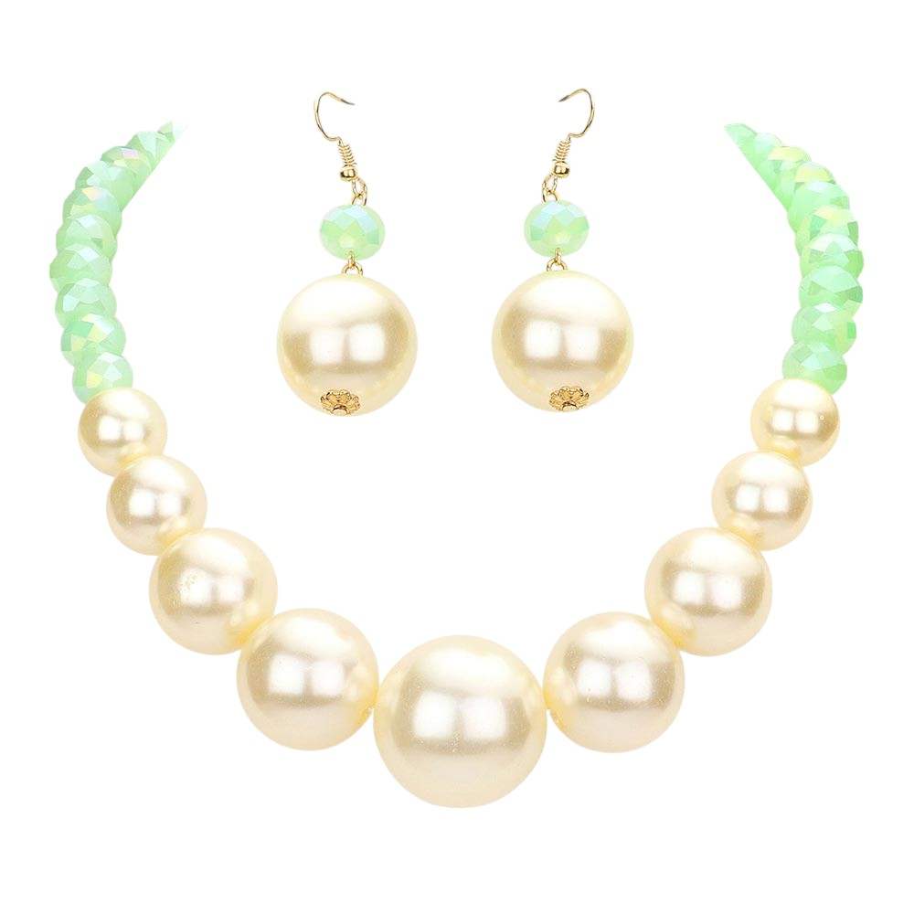 Faceted Beaded Chunky Pearl Necklace - Madeline Love - Flyclothing LLC