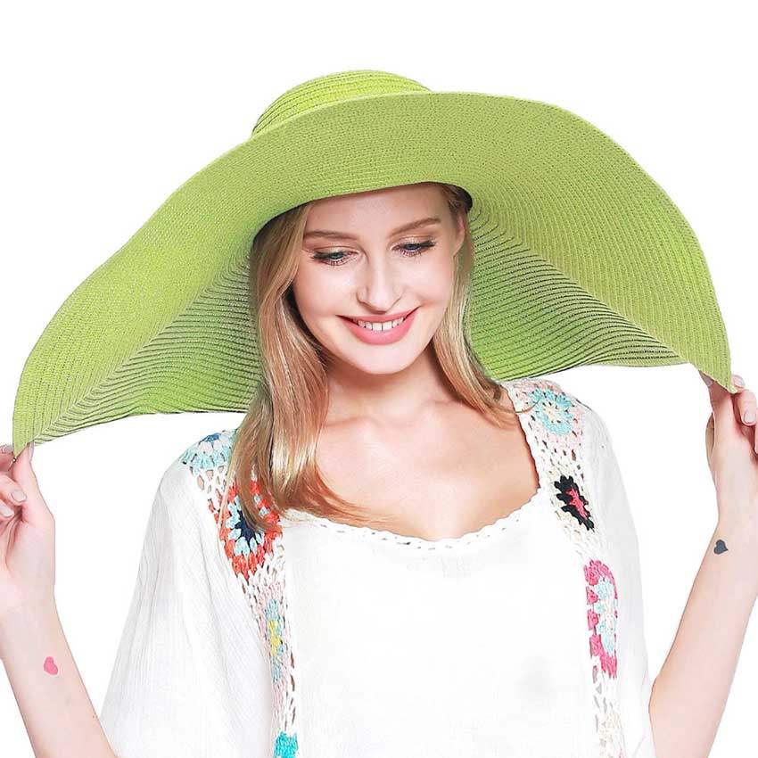 Extra Wide Brim Straw Sun Hat - Madeline Love - Flyclothing LLC