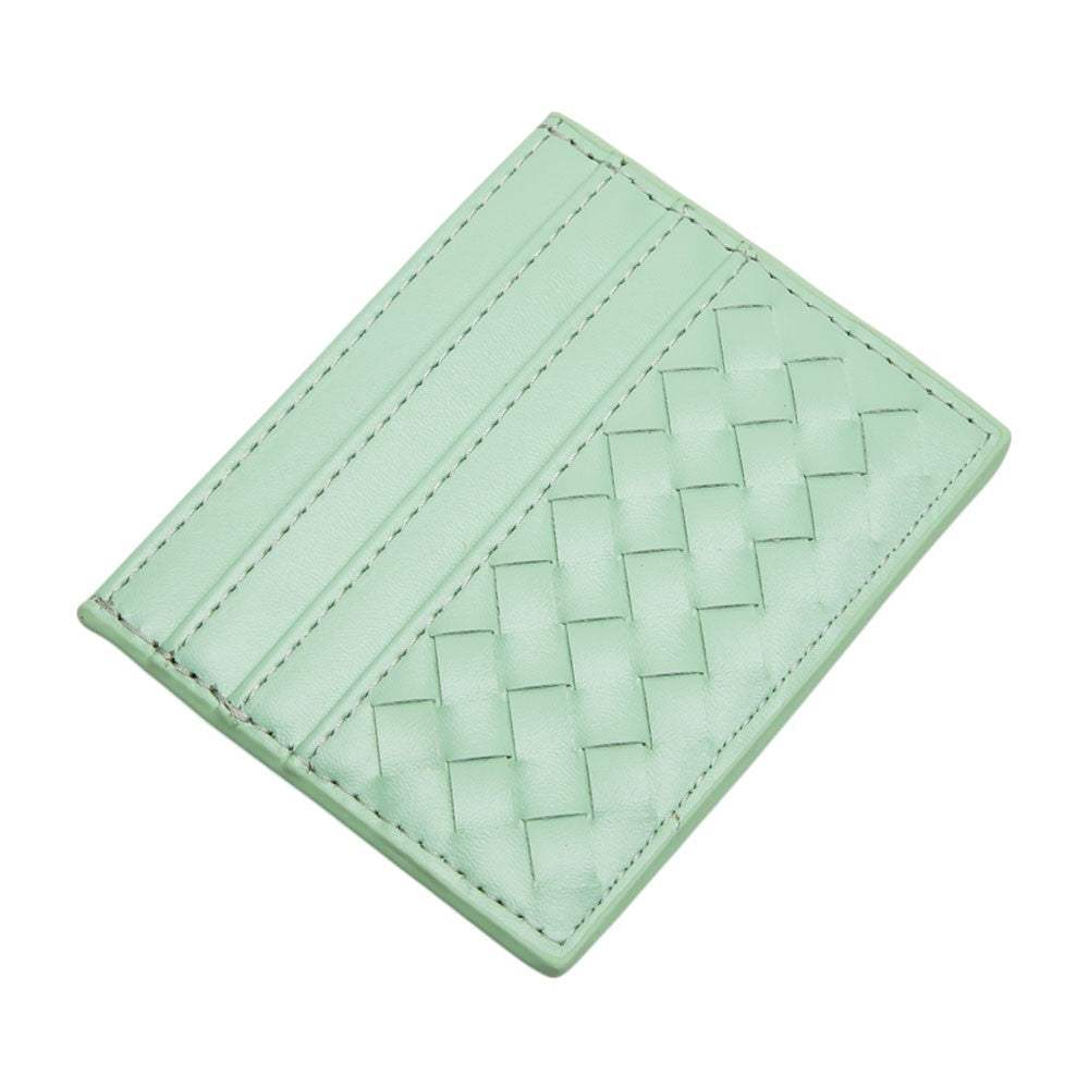 Faux Leather Basket Weave Card Holder Wallet - Madeline Love - Flyclothing LLC