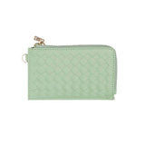 Faux Leather Basket Weave Flat Card Holder Wallet with Wristlet - Madeline Love - Flyclothing LLC
