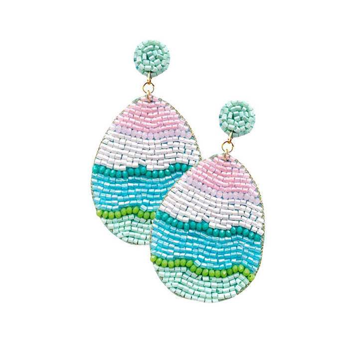 Felt Back Beaded Easter Egg Dangle Earrings - Madeline Love - Flyclothing LLC