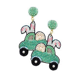 Felt Back Seed Beaded Easter Bunny Car Dangle Earrings - Madeline Love - Flyclothing LLC