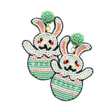 Felt Back Seed Beaded Easter Bunny Egg Dangle Earrings - Madeline Love - Flyclothing LLC