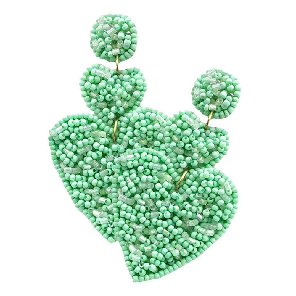 Felt Back Seed Beaded Heart Link Dangle Earrings - Madeline Love - Flyclothing LLC