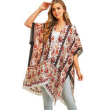 Flower Patterned Cover Up Kimono Poncho - Madeline Love - Flyclothing LLC