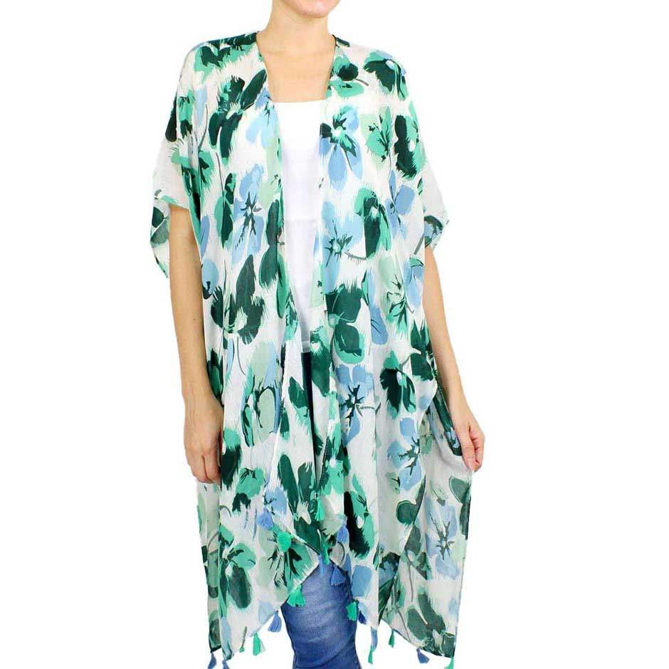 Fashionable Flower Printed Cover Up Kimono Poncho - Madeline Love - Flyclothing LLC