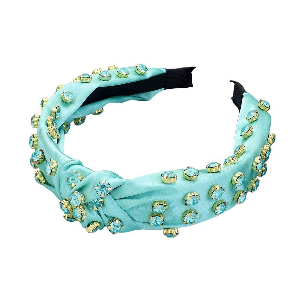 Glass Stone Cluster Decorated Knot Headband - Madeline Love - Flyclothing LLC