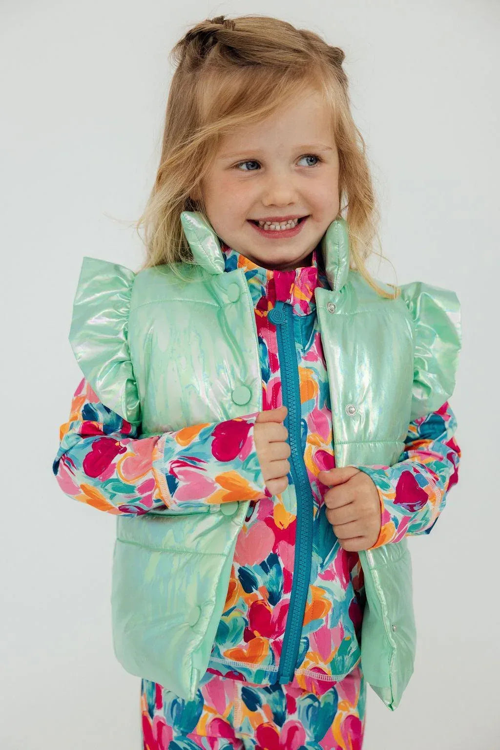 SALE Mint Iridescent Puffer Vest - Mila & Rose ® - Flyclothing LLC