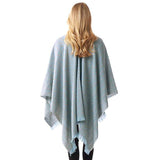 Leaf Patterned Poncho Shawl Wrap - Madeline Love - Flyclothing LLC