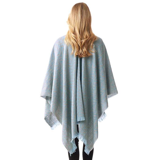 Leaf Patterned Poncho Shawl Wrap - Madeline Love - Flyclothing LLC