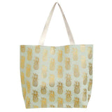 Metallic Pineapple Patterned Beach Tote Bag - Madeline Love - Flyclothing LLC