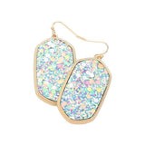 Sparkly Hexagon Frame Dangle Earrings - Madeline Love - Flyclothing LLC