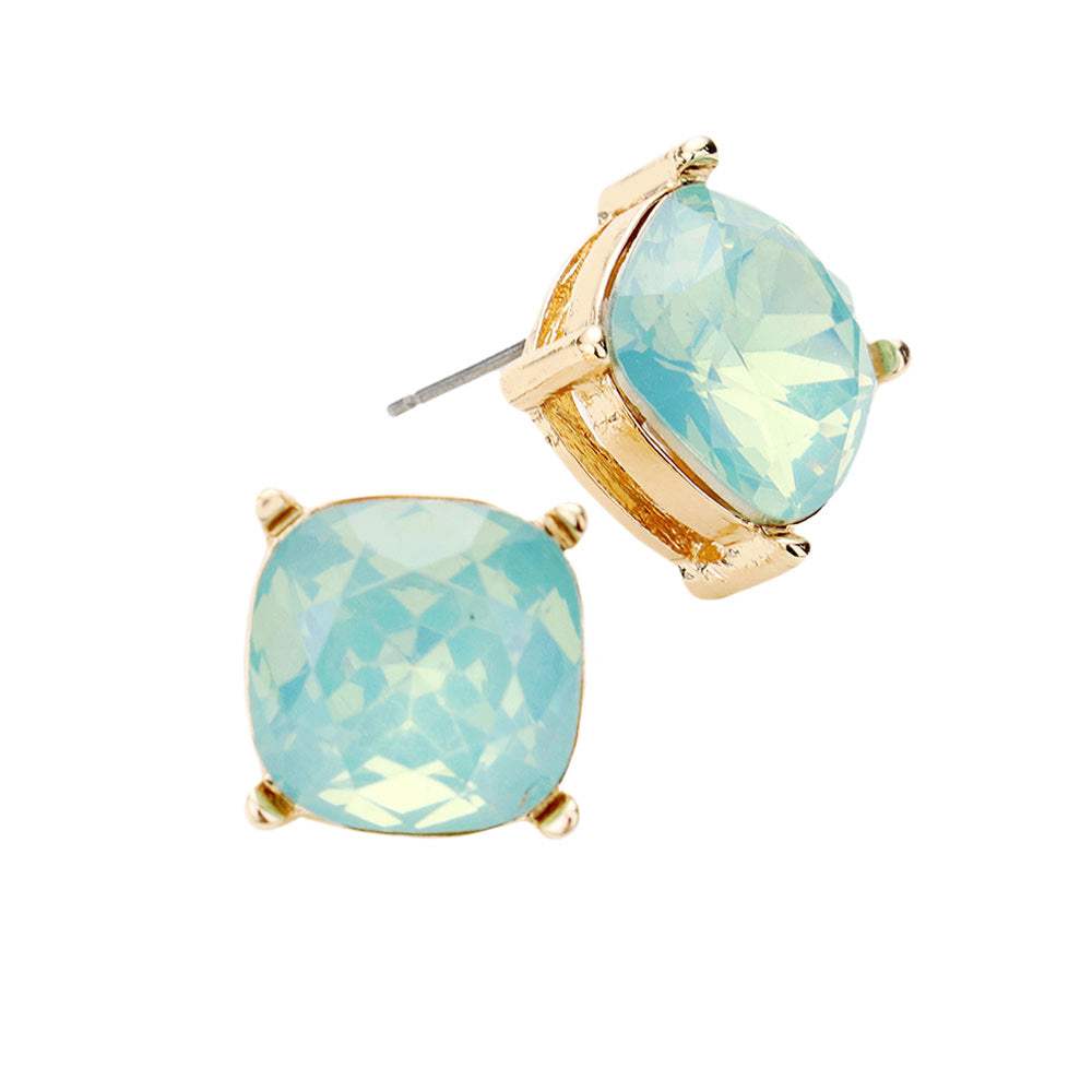 Square Stone Stud Earrings - Madeline Love - Flyclothing LLC