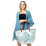 Palm Leaves Print Tote Bag - Madeline Love - Flyclothing LLC