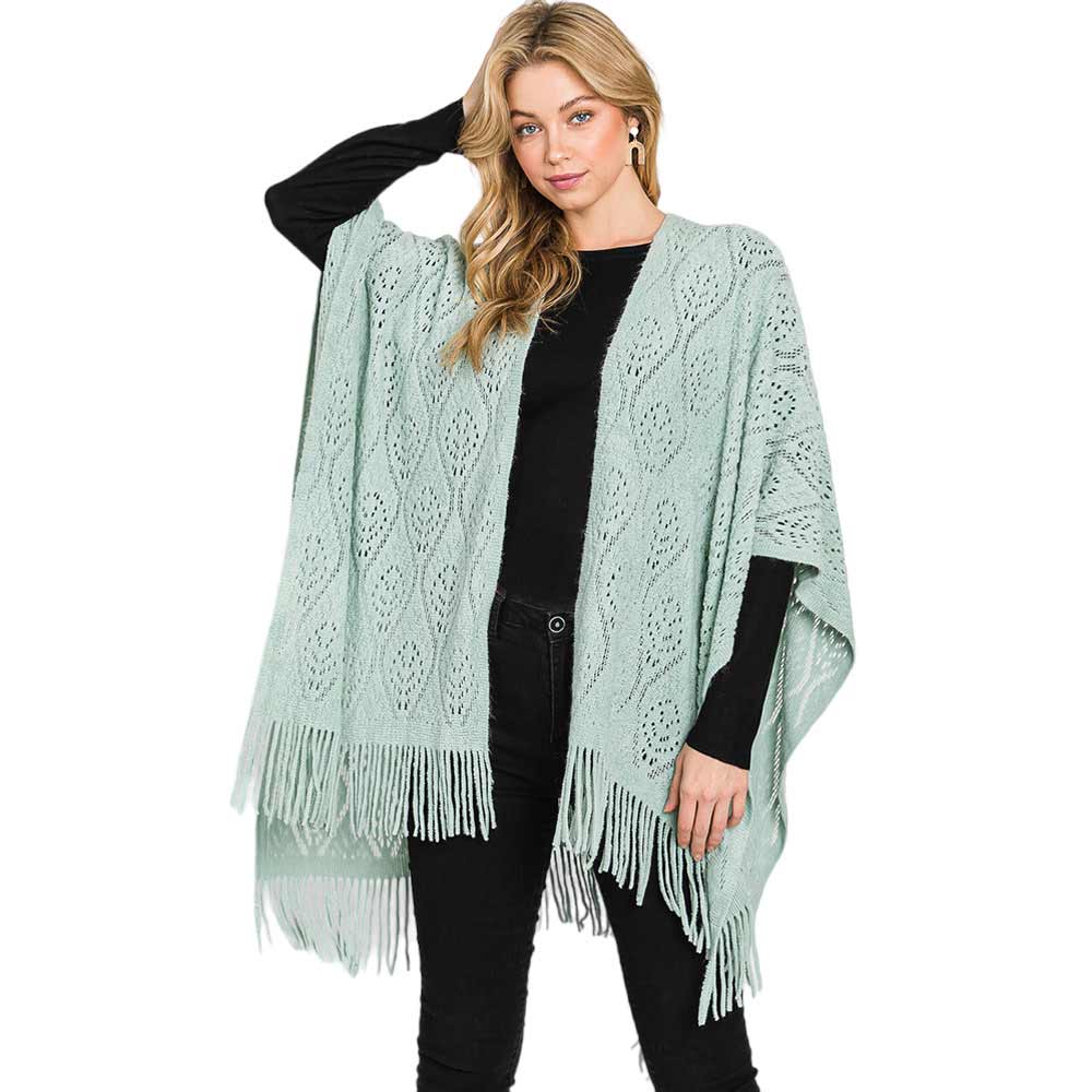Paisley Patterned Fringe Ruana Poncho - Madeline Love - Flyclothing LLC