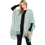 Paisley Patterned Fringe Ruana Poncho - Madeline Love - Flyclothing LLC