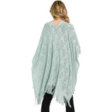 Paisley Patterned Fringe Ruana Poncho - Madeline Love - Flyclothing LLC