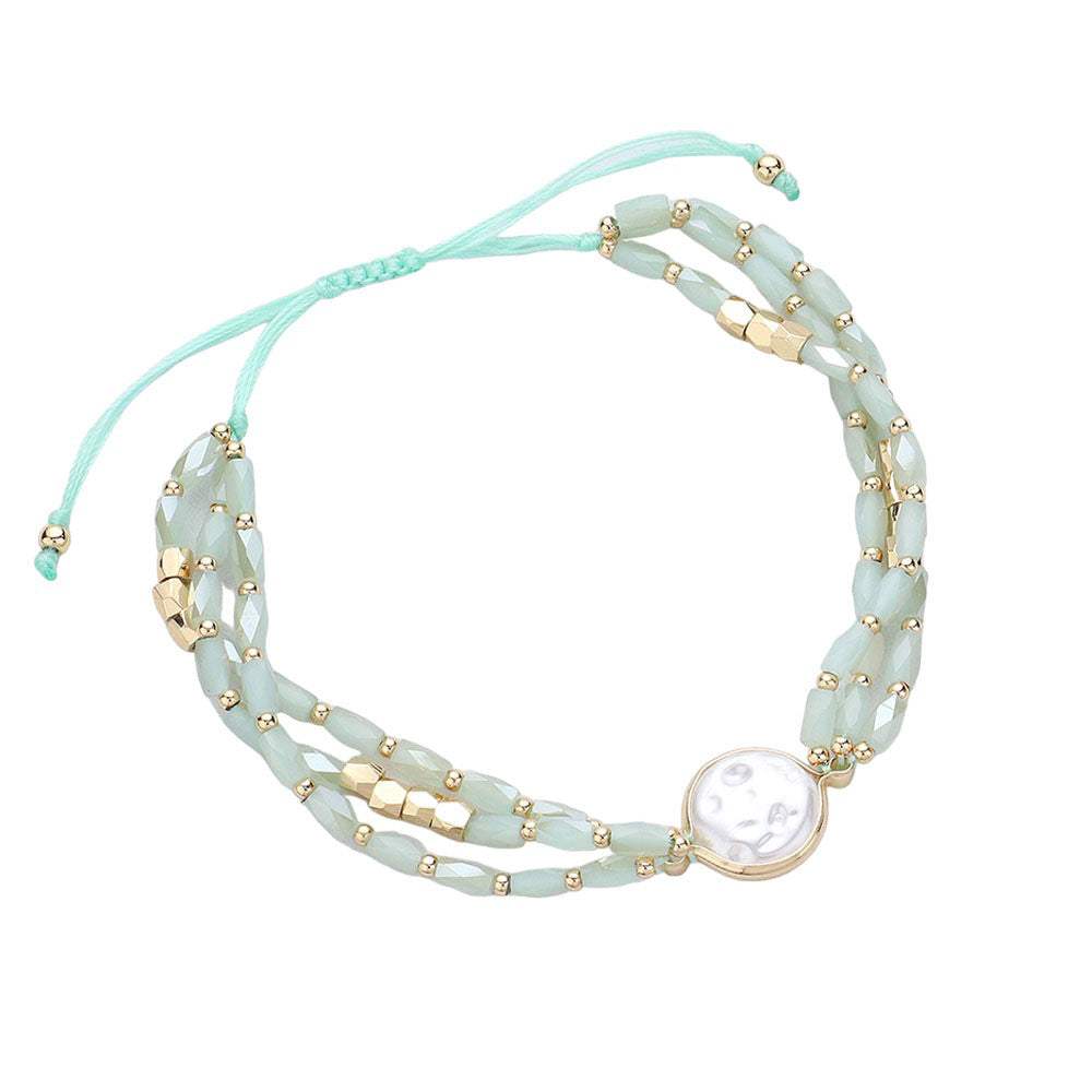 Pearl Pointed Faceted Beaded Pull Tie Cinch Bracelet - Madeline Love - Flyclothing LLC