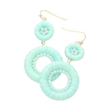 Raffia Wrapped Faceted Bead Embellished Dangle Earrings - Madeline Love - Flyclothing LLC