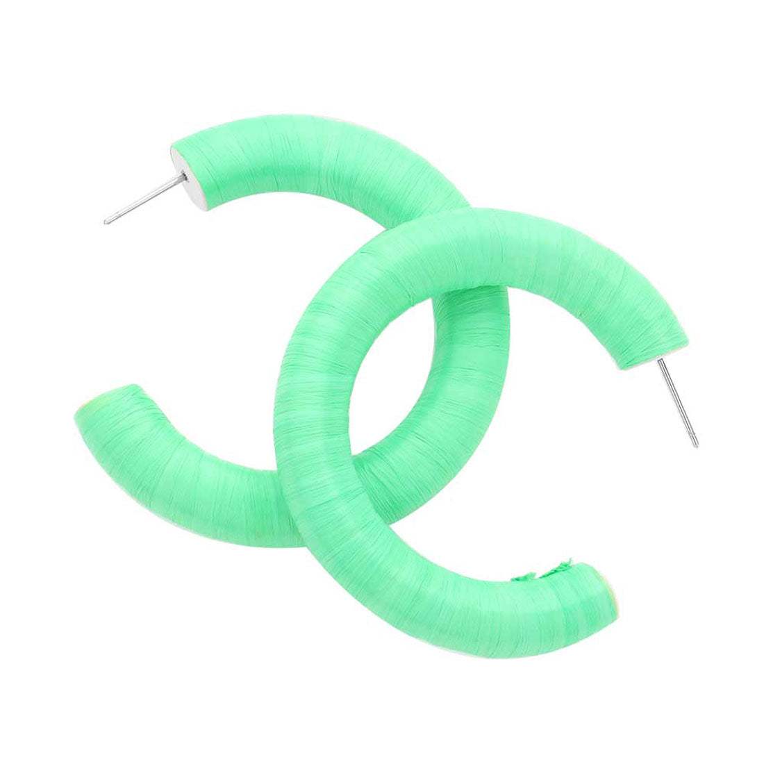 Raffia Wrapped Hoop Earrings - Madeline Love - Flyclothing LLC