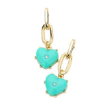 Rhinestone Centered Resin Heart Dangle Earrings - Madeline Love - Flyclothing LLC