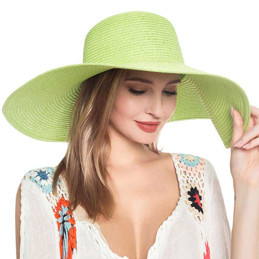 Solid Floppy Straw Sun Hat - Madeline Love - Flyclothing LLC