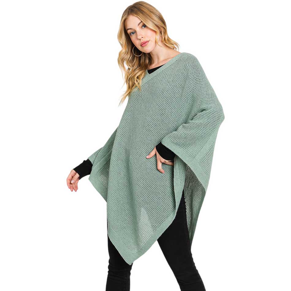 Solid Knit Loose Fit Poncho Ruana - Madeline Love - Flyclothing LLC