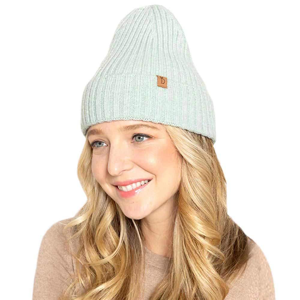 Solid Ribbed Cuff Beanie Hat - Madeline Love - Flyclothing LLC