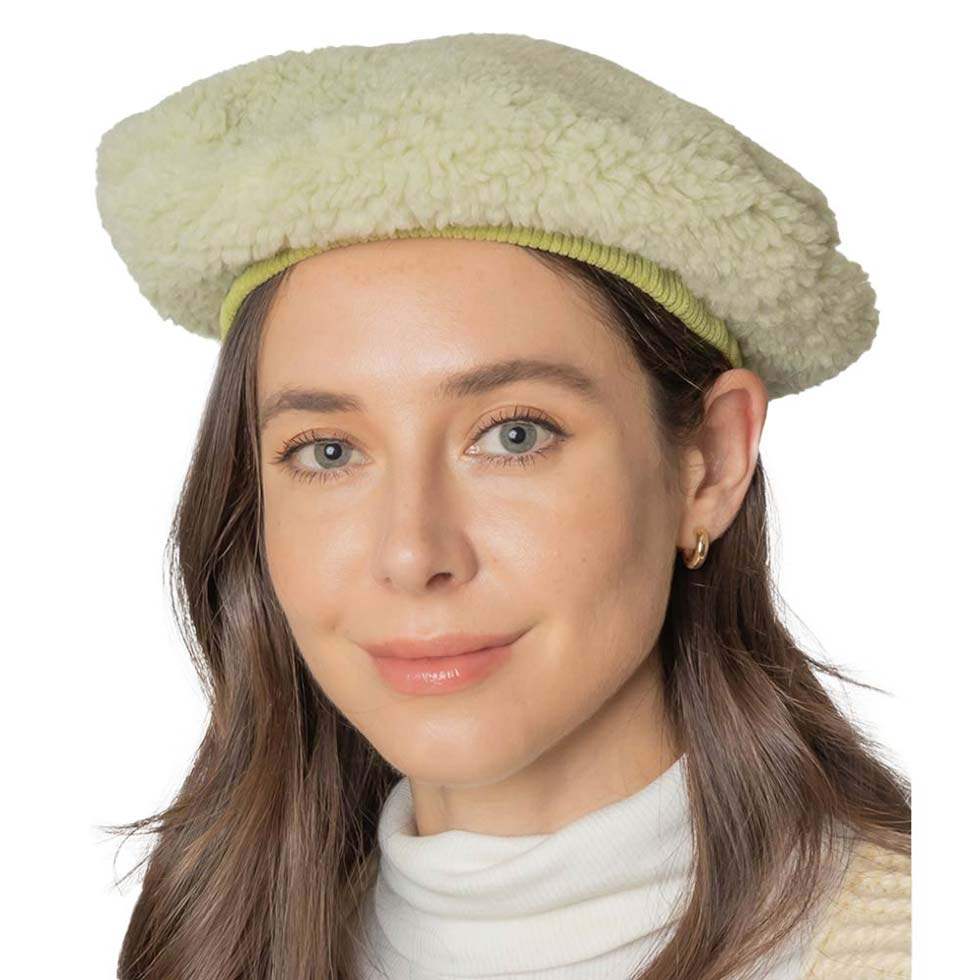 Solid Sherpa Beret Hat - Madeline Love - Flyclothing LLC